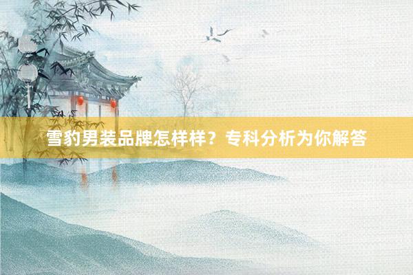 雪豹男装品牌怎样样？专科分析为你解答